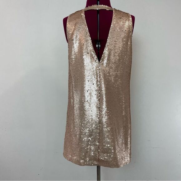 Forever 21 Golden Tone Mini Cocktail Party Dress Sequences - Picture 3 of 7